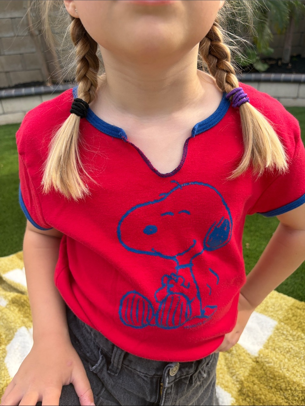 Limited Too Red Tee with Blue Snoopy Graphic